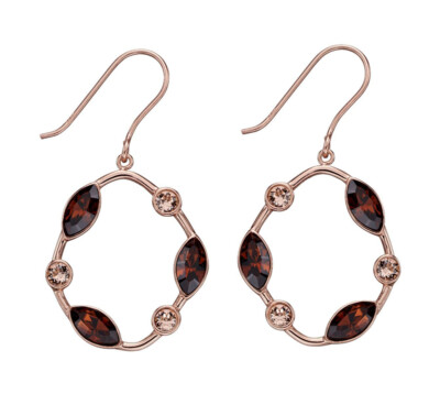 Designer - Elements Silver Rose Vergoldet Swarovski Geräuchert Topas Ohrringe