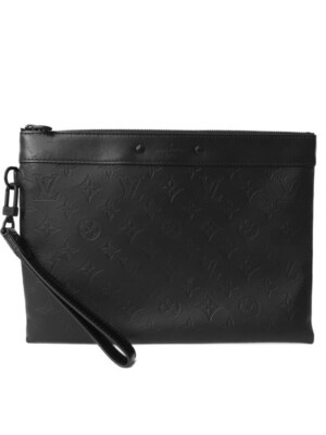 LOUIS VUITTON Pochette to Go Monogram Shadow Men clutch bag black