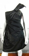 PHOEBE COUTURE NWT COCKTAIL PROM DRESS SZ 10 SOLID BLACK ONE Shoulder 008