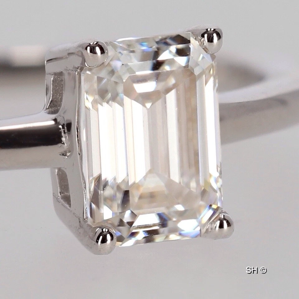 1 Karat Solitär Ring im Emerald Cut, Moissanit, Neu m Zertifikat, 925 S. Größe 7 - Bild 3 von 4