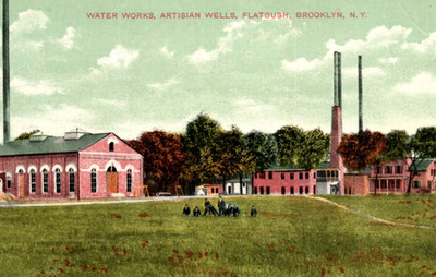 Brooklyn NY Water Works Artesian Wells Flatbush Postcard Vintage