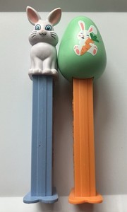 2 Easter PEZ Dispensers Rabbit Bunny Egg