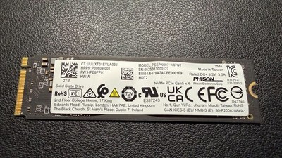 Phison 2TB PCIe NVMe Gen5x4 M.2 2280 - 100% health 10,000 MB/s