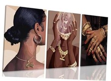 Dytila Framed Black Girl Wall Art Set of 3, Black 24L" x 16W" Black Girl Canvas