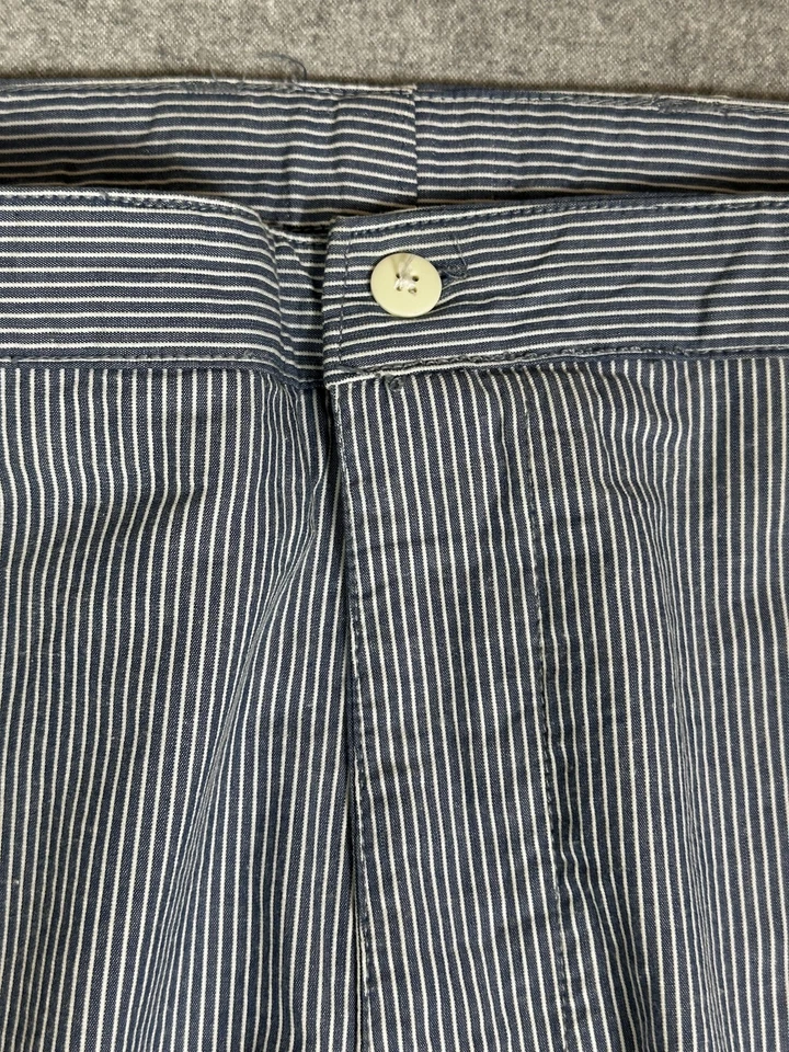 Pantalón chino Berle vintage para hombre 36x29 azul blanco ferrocarril rayas algodón frente plano Foto 4 de 4