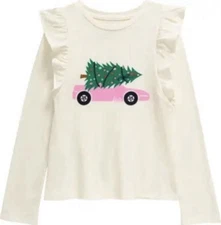 Tucker + Tate Girls Barbie Christmas Ruffle Long Sleeve Shirt Car Tree SZ 7 NWT