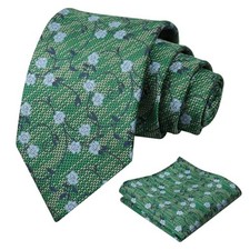 Mens Floral Tie Set 3.15'' with Textured Vine 931-green blue