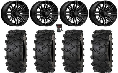 MSA Rogue 14'' Wheels Black 28'' Outlaw M/T Tires Kawasaki Brute Force IRS
