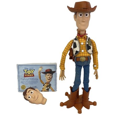 Toy Story Woody Replica Doll 15'' Figure Thinkway Toys Disney Pixar w/Extra Head