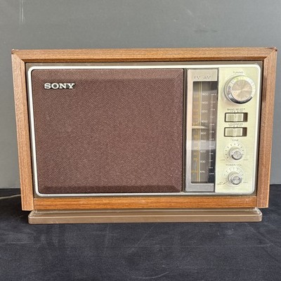 Vintage Sony ICF-9740W AM/FM Tabletop Wood Grain Radio Retro MCM Stereo Decor