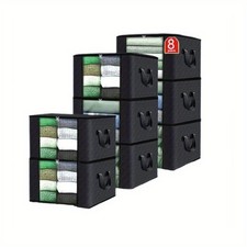 8X 90L Fabric Storage Bins Clear Window Collapsible Organizer Boxes for Closet