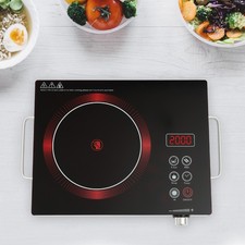 Countertop Electric Ceramic Cooktop 2000W Stove 36*28*6.5cm 110V Black+Silver