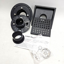 Matte Black 6" Square Shower Drain Kit with ABS Flange Base Hair Strainer