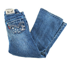 Levi  s Flare Girls Blue Jeans Size 4 Slim Stars and Sequins back Pocket