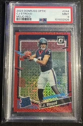 2023 Panini Donruss Optic C.J. Stroud Rated Rookie Red Mojo Prizm #244 PSA 9
