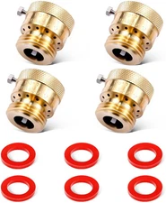 4 Pack Brass 3/4" Inch GHT Hose Bibb Connector Backflow Preventer Vacuum Breaker