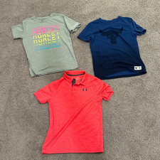 Lot of 3 Boys Hurley 10/12 Under Armour Youth Size Medium Athletic Shirts Polo