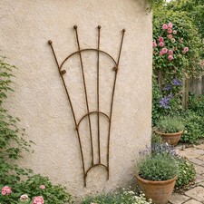 Rust Garden Fan Trellis Natural Metal Climbing Rose Rusty Plant Support 120cm 
