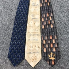 Eagles Wings Silk Tie Lot Mens Christian Religious Cross John 3:16 Set