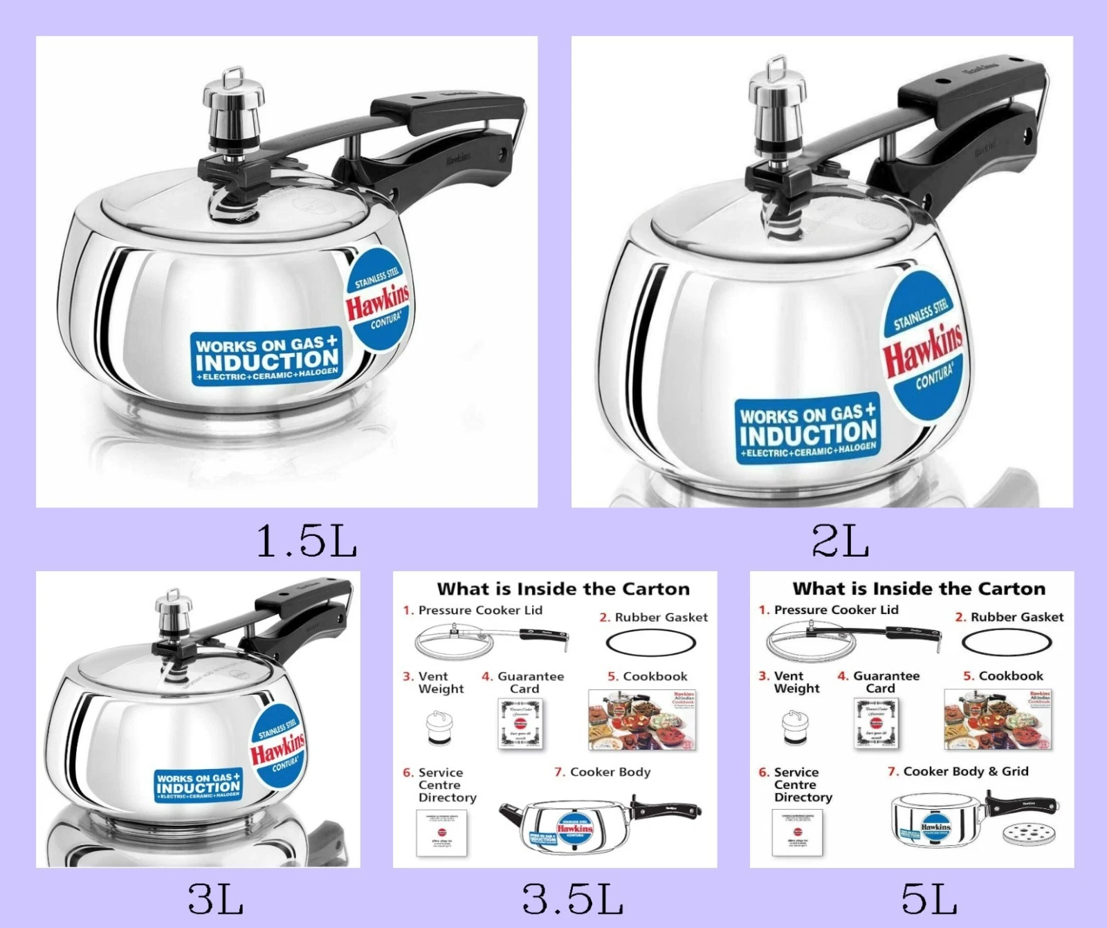 Hawkins Contura Stainless Steel Pressure Cooker, Induction Cooker(SSC)