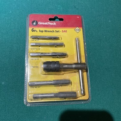 Great Neck 6pc Tap Drill Thread SAE Tap and Die Set T Handle Screw Tap Wrench