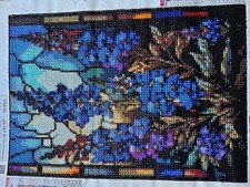 Diamond Painting Finished Completed 3D Wall Art - 30cm x 40cm - Purple Flowers