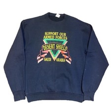 Vintage 90s Desert Storm Sweatshirt Mens L Support Armed Forces Crewneck Saudi
