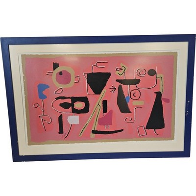 Willi Baumeister ''Roter Fries'' Fine Art Print Siebdruck Abstrakt Gerahmt