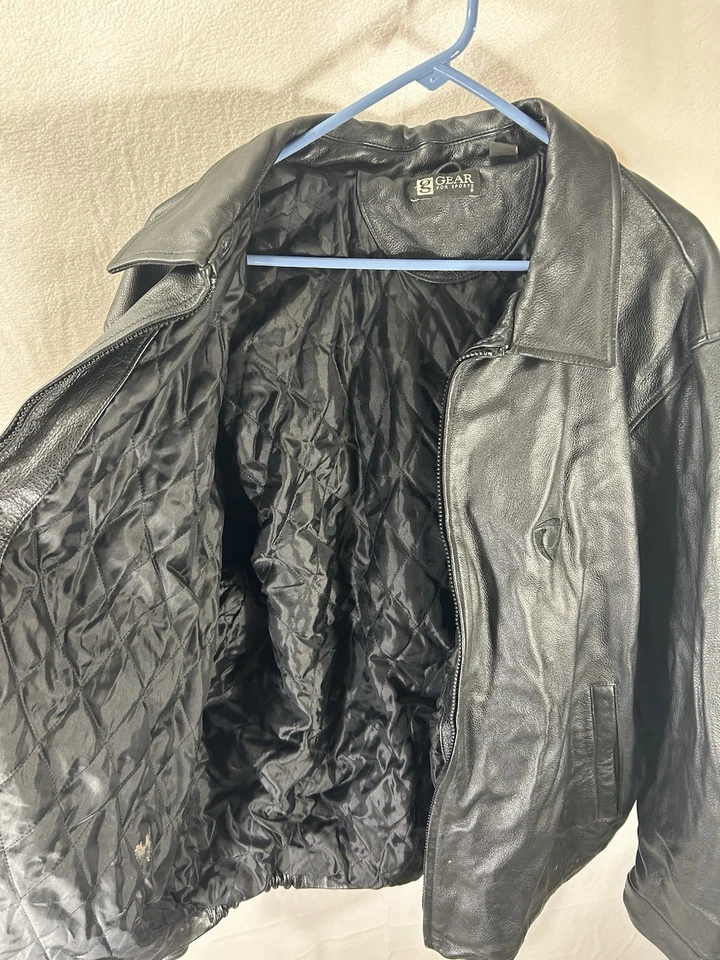 Chaqueta bombardero de cuero negra Gear For Sports para hombre talla 3x Foto 4 de 4