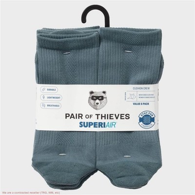 Pair of Thieves Men's 6pk SuperiAir Crew Socks - Blue Denim 6-12 *SEE DEAL!!!*