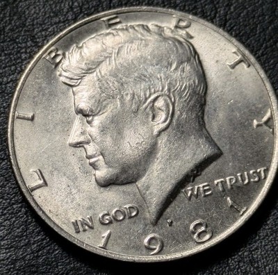 1981-P 50c Kennedy Half Dollar Uncirculated + Full Reeds Extra Shiny DIE WEAR