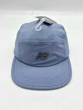 New Balance 5 Panel Pro Run Hat Cap Blue Gray Strap Back Big Mesh Running
