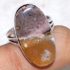 925 Silver Plated Peruvian Pink Opal Ring US 8.5 Gift For Aunt Fashion Sale GW