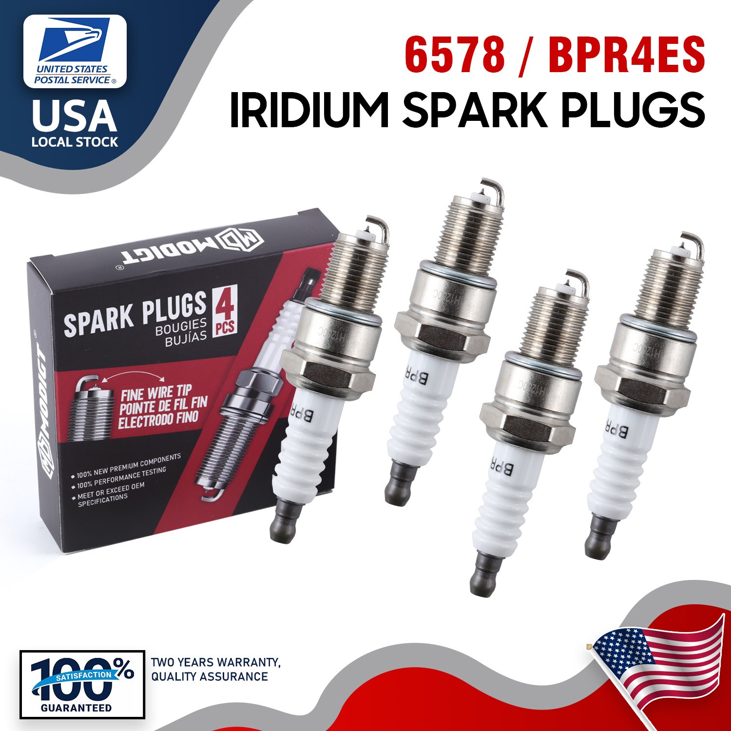 Fit NGK 6578 Spark Plug BPR4ES - 4 x - For Kawasaki 6578 Toro: 92070-7004 NEW