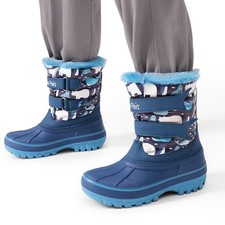 Youth Kids Boys Girls Snow Boots Hook Loop Zip Outdoor Ankle Ski Boots Size 9T-4