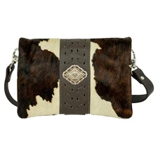 American West Womens Large Grab and Go Pony Hair-On Leather Crossbody Bag OS
