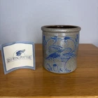 Red Wing Pottery Salt Glaze Crock 1997 Brown W/Blue Birds  3.5” Matt Wassenaar