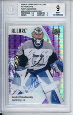 2023-24 Upper Deck Allure Andrei Vasilevskiy 59 Purple Diamond Auto 08/10 BGS 9