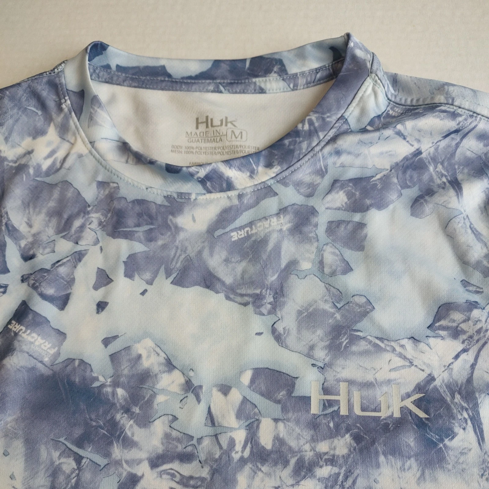 HUK Icon X Fracture Camo Performance Shirt M Blue Long Sleeve Fishing Outdoor