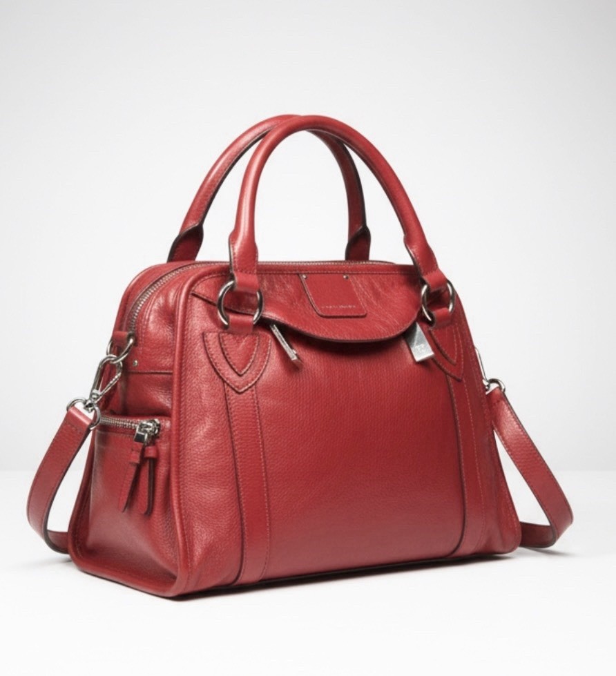 Marc by Marc Jacobs Purse Womens Red Fulton Leather Wellington Satchel Crossbody