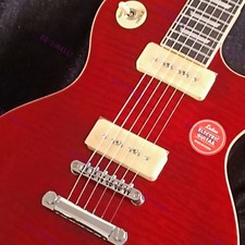 Solid Electric Guitar Flamed Maple Top Stainless Rounded Fret Edge Red US Stock