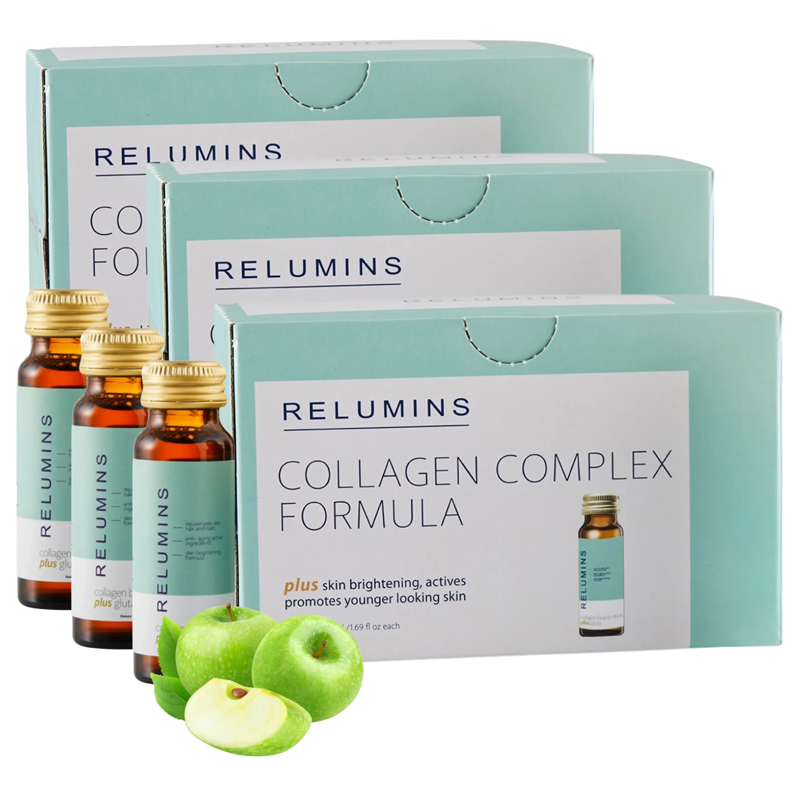 Relumins Advance Rejuvenating Apple Collagen Beauty Drink,50mL x 3 Bottle