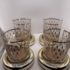 George Briard 8 Piece Gold Pattern Barware With Coaster Set With Original Box