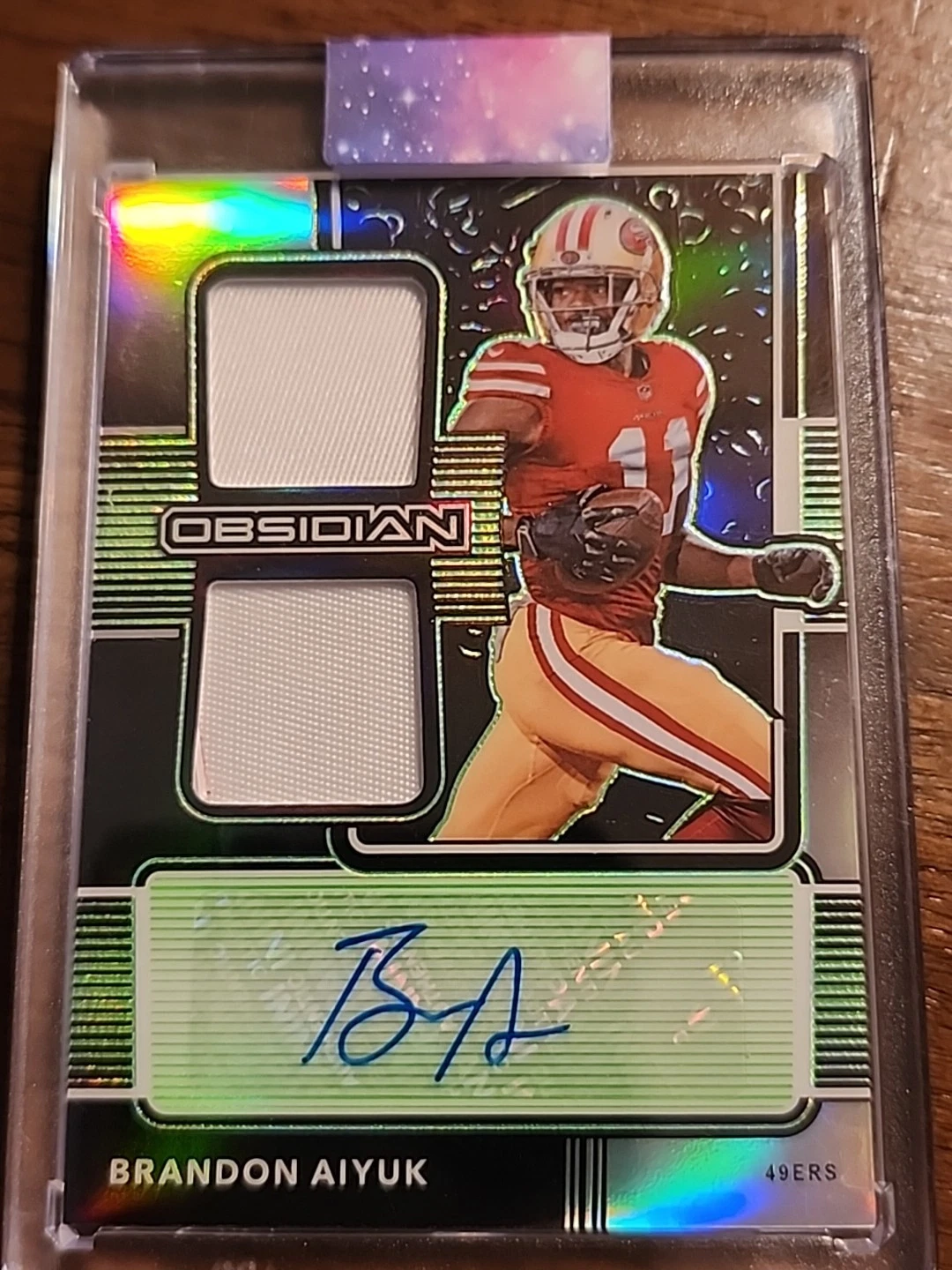 Brandon Aiyuk Panini Obsidian Rookie Jersey Ink #RJI10 Electric Etch-Green