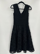 Dressbarn Collection Dress Womens 4 Black Sleeveless Floral Lace Overlay Party