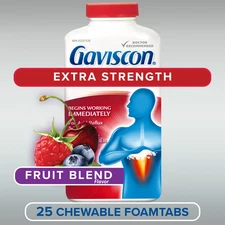 2 x Gaviscon Extra Strength Chewable Foamtabs Fruit Blend 25 tabs
