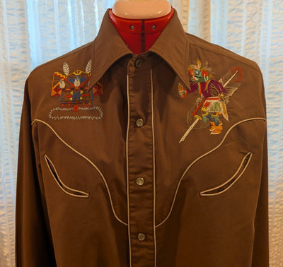 Vintage 70s Rocking K Ranchwear Western Shirt Native American Kachina - Size XL