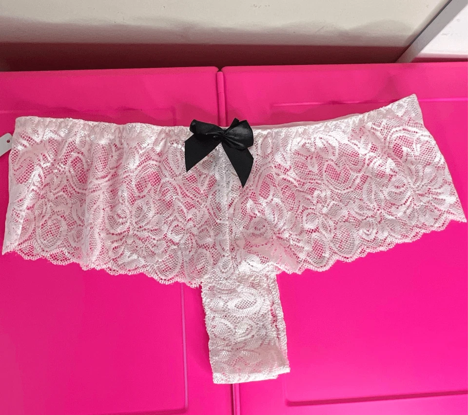 Panty Dreamgirl Lazo Satinado Superpuesto Encaje Elástico 7177 Mediano Rosa Claro Nuevo con Etiquetas Foto 4 de 4