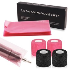 Tattoo Machine Covers Gun Wraps 200Pcs Pink Sleeves 4Pcs Grip Tape 2 Black/2