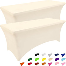2 Pack Spandex Table Cloth 6FT, Elastic Fitted Stretch Tablecloths, Washable and